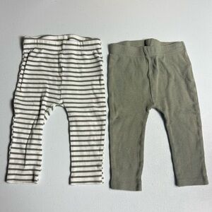 Cotton On Baby Striped and Solid Baby Leggings Set Organic Cotton 12 to 18 M